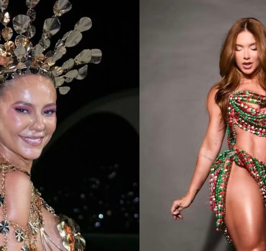 Paolla Oliveira se despede e passa a faixa de rainha de bateria para Virgínia Fonseca